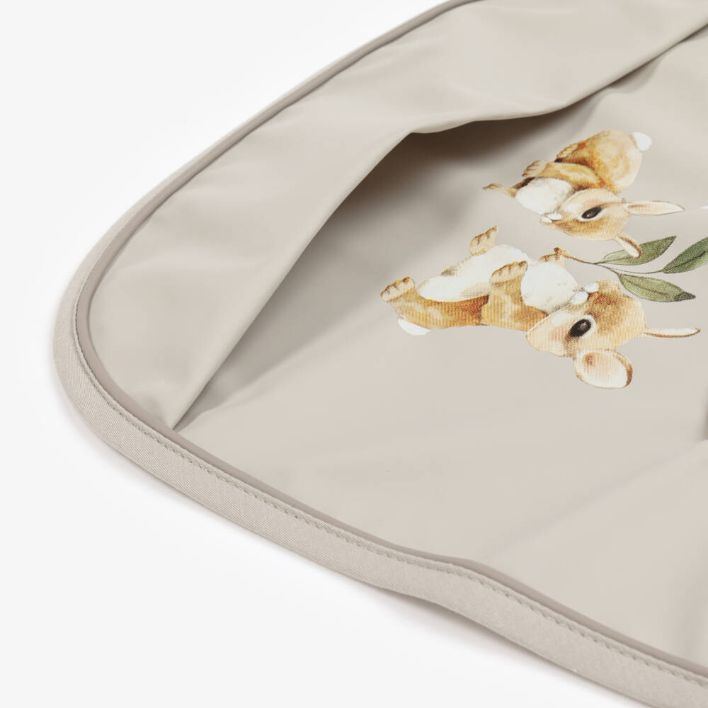 Elodie-Beige Wipe-Clean Bunny Bib | Childrensalon Outlet