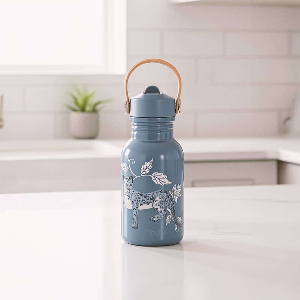 Elodie-Blue Leopard Water Bottle (16cm) | Childrensalon Outlet
