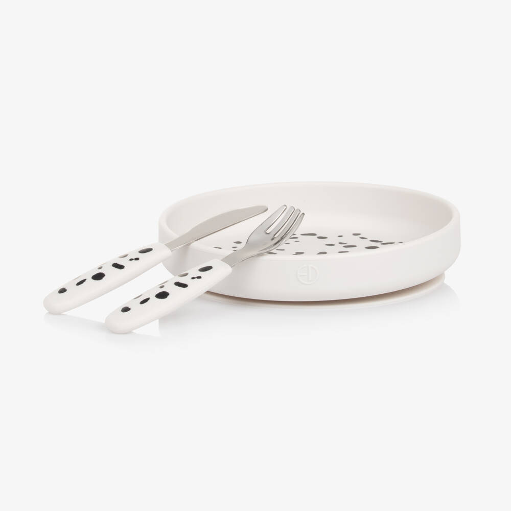 Elodie-Boys Dalmatian Dining Set - White | Childrensalon Outlet