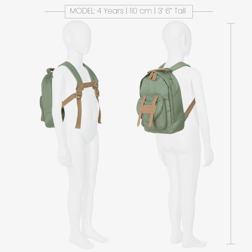 Elodie-Boys Silky Green Canvas Rucksack | Childrensalon Outlet
