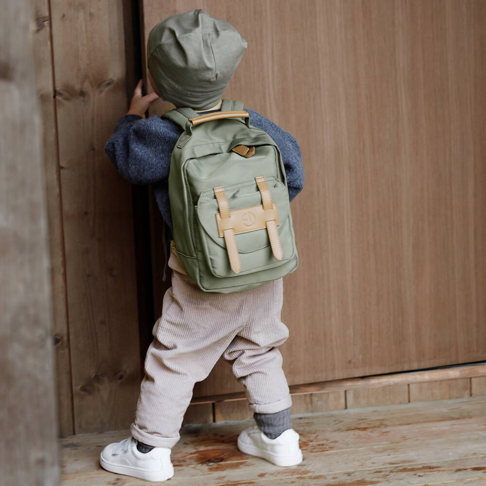 Elodie-Boys Silky Green Canvas Rucksack | Childrensalon Outlet