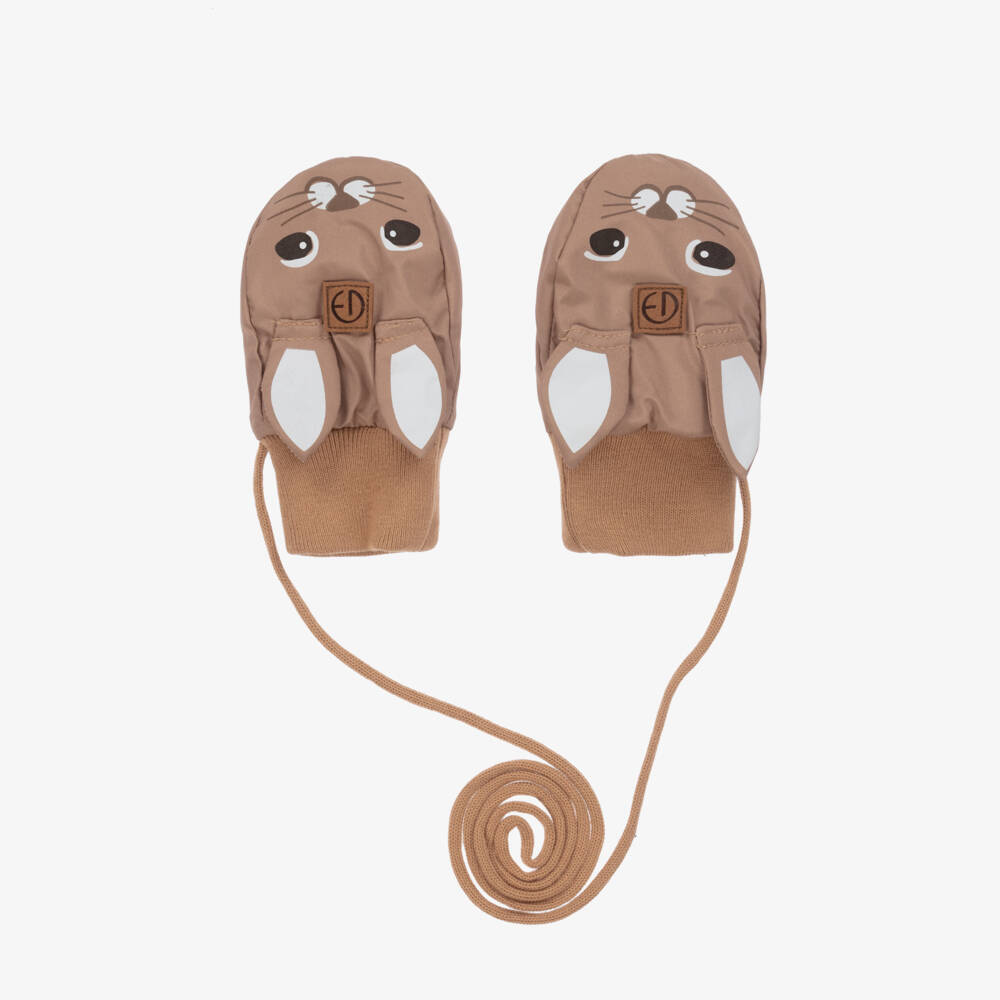 Elodie-Brown Bunny Baby Mittens | Childrensalon Outlet