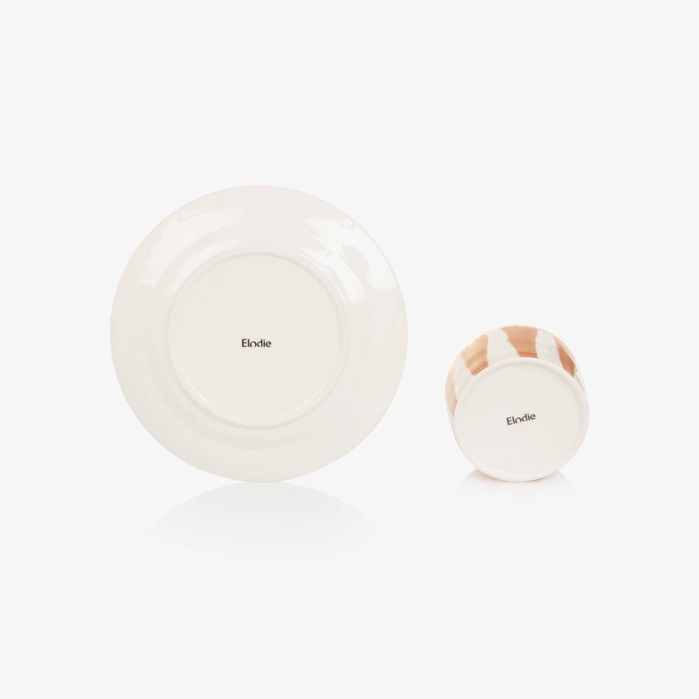 Elodie-Brown & White Bunny Darling Porcelain Plate & Bowl Set | Childrensalon Outlet