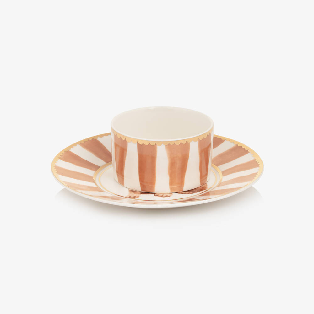 Elodie-Brown & White Bunny Darling Porcelain Plate & Bowl Set | Childrensalon Outlet