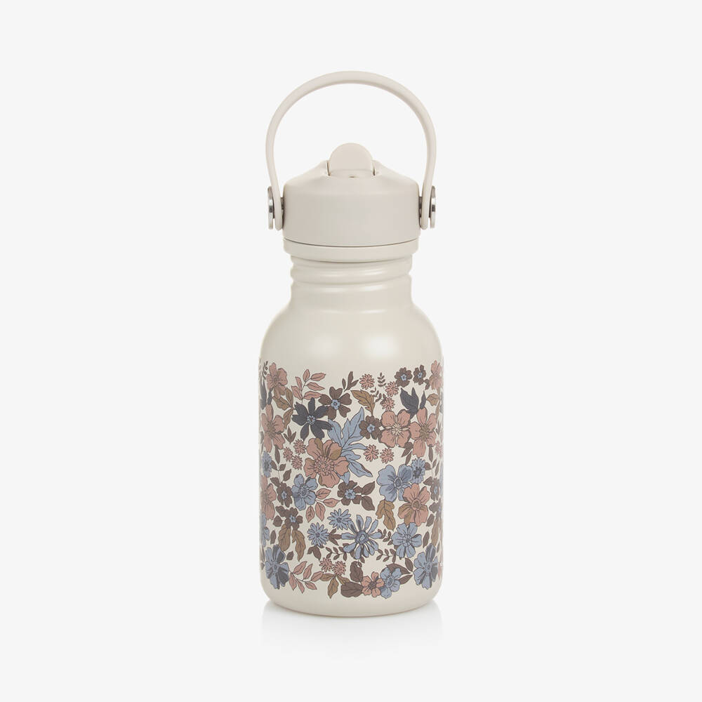 Elodie-Girls Beige Floral Water Bottle (16cm) | Childrensalon Outlet