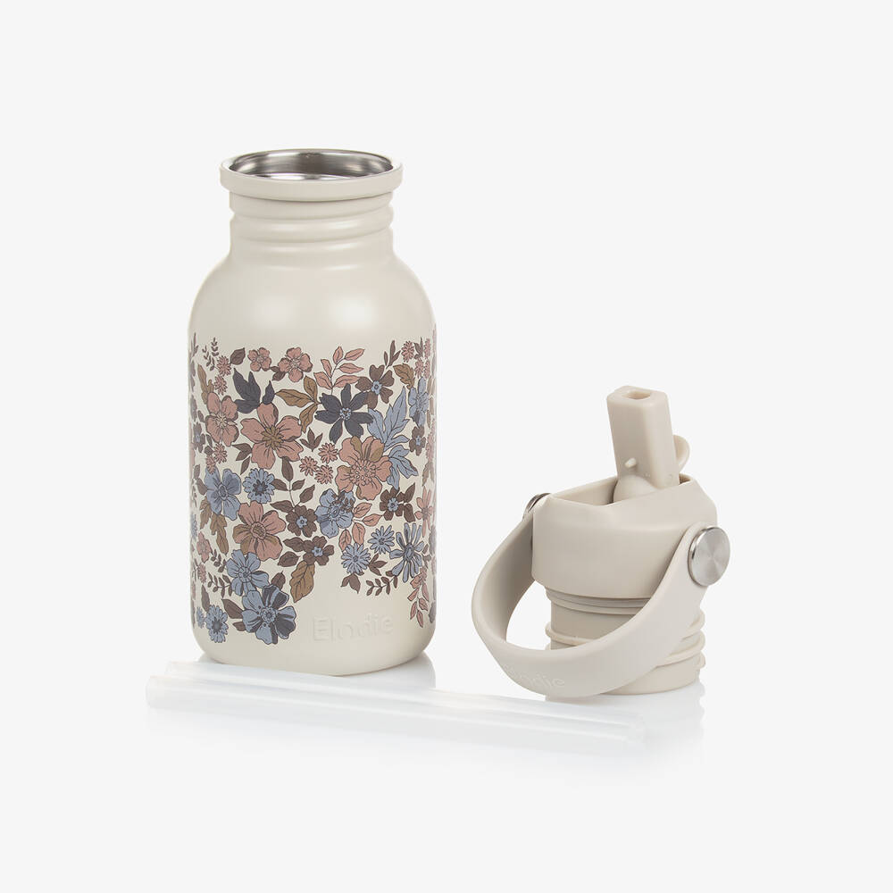 Elodie-Girls Beige Floral Water Bottle (16cm) | Childrensalon Outlet