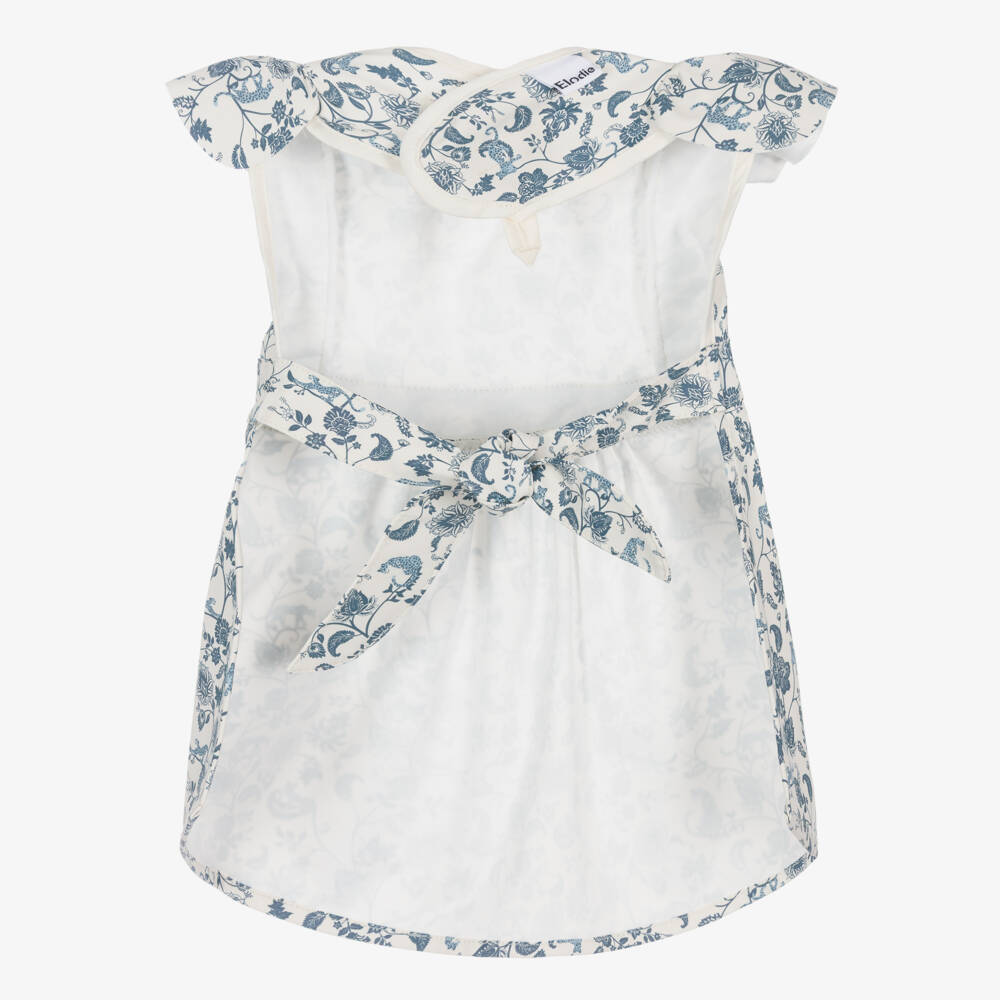 Elodie-Girls Blue Toile Apron Bib | Childrensalon Outlet