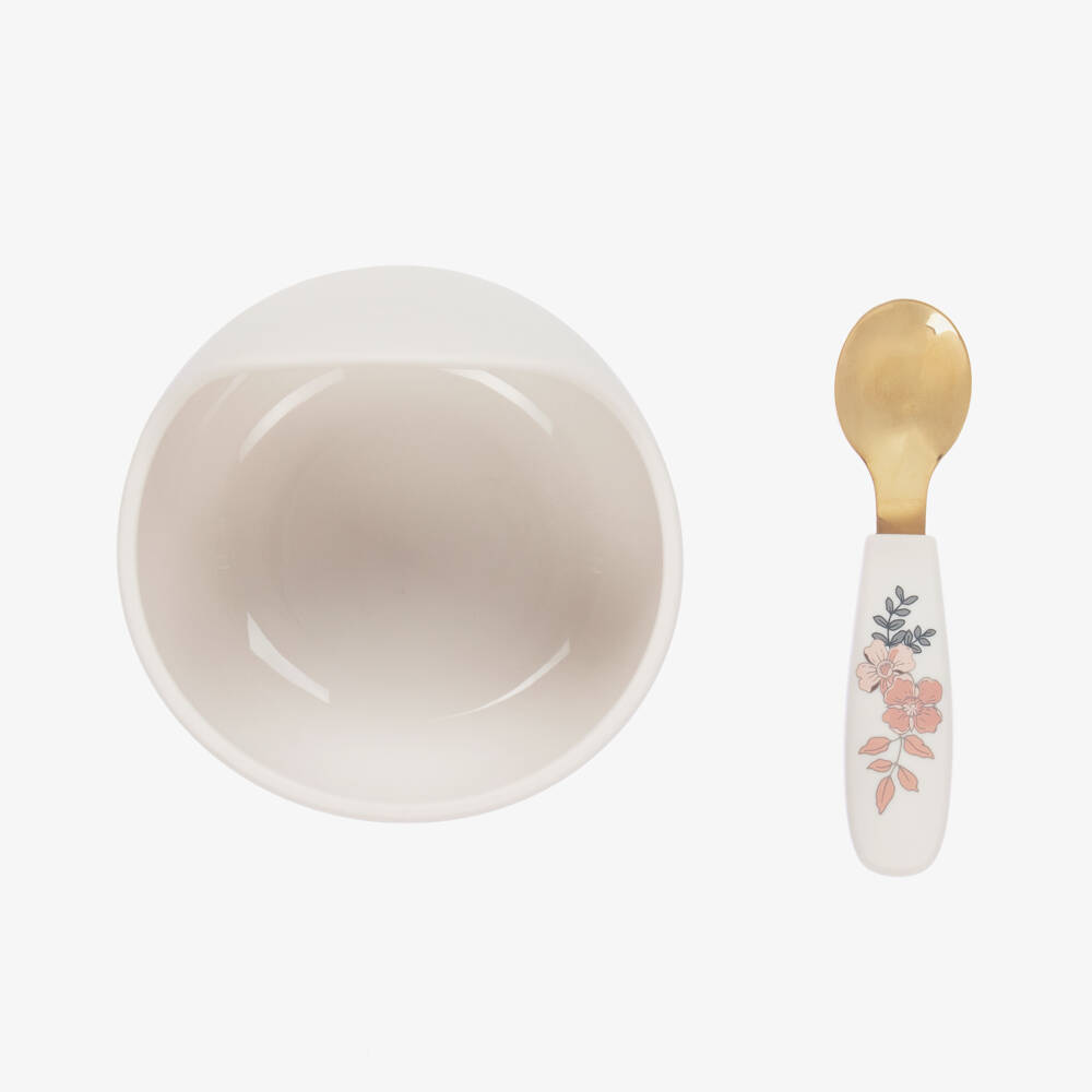 Elodie-Girls Ivory Floral Dining Set | Childrensalon Outlet