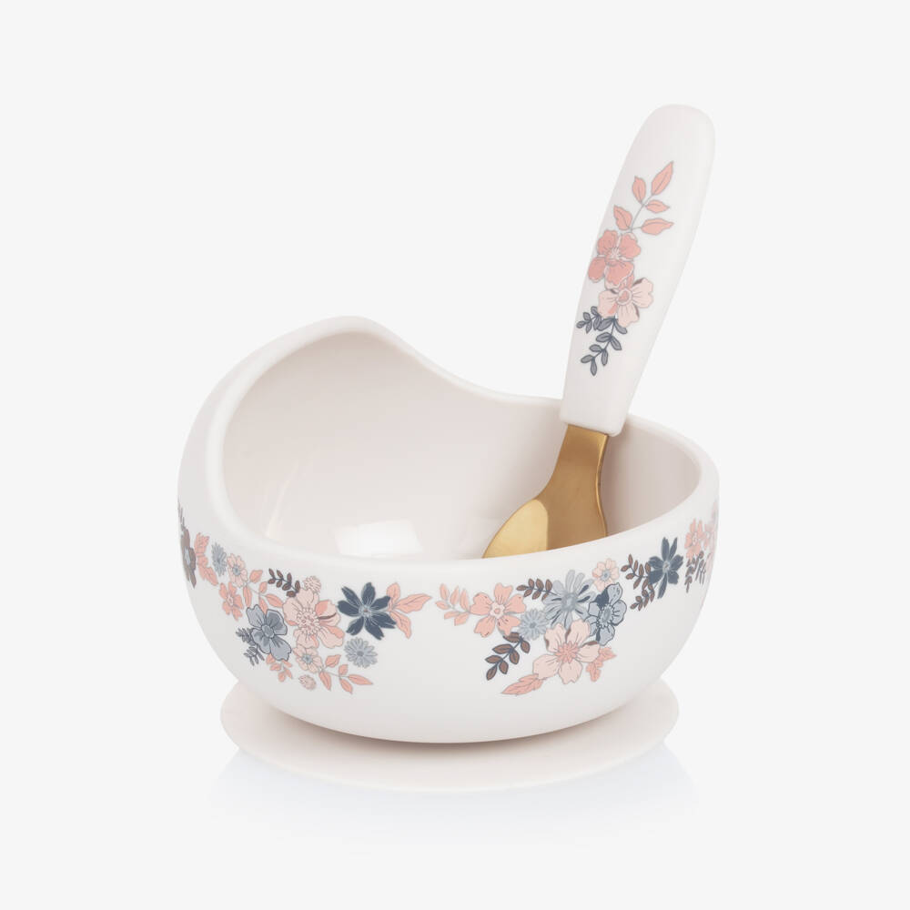 Elodie-Girls Ivory Floral Dining Set | Childrensalon Outlet