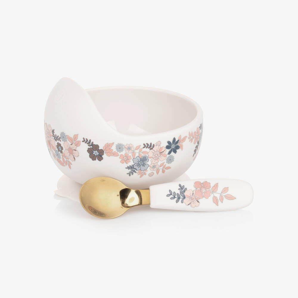Elodie-Girls Ivory Floral Dining Set | Childrensalon Outlet