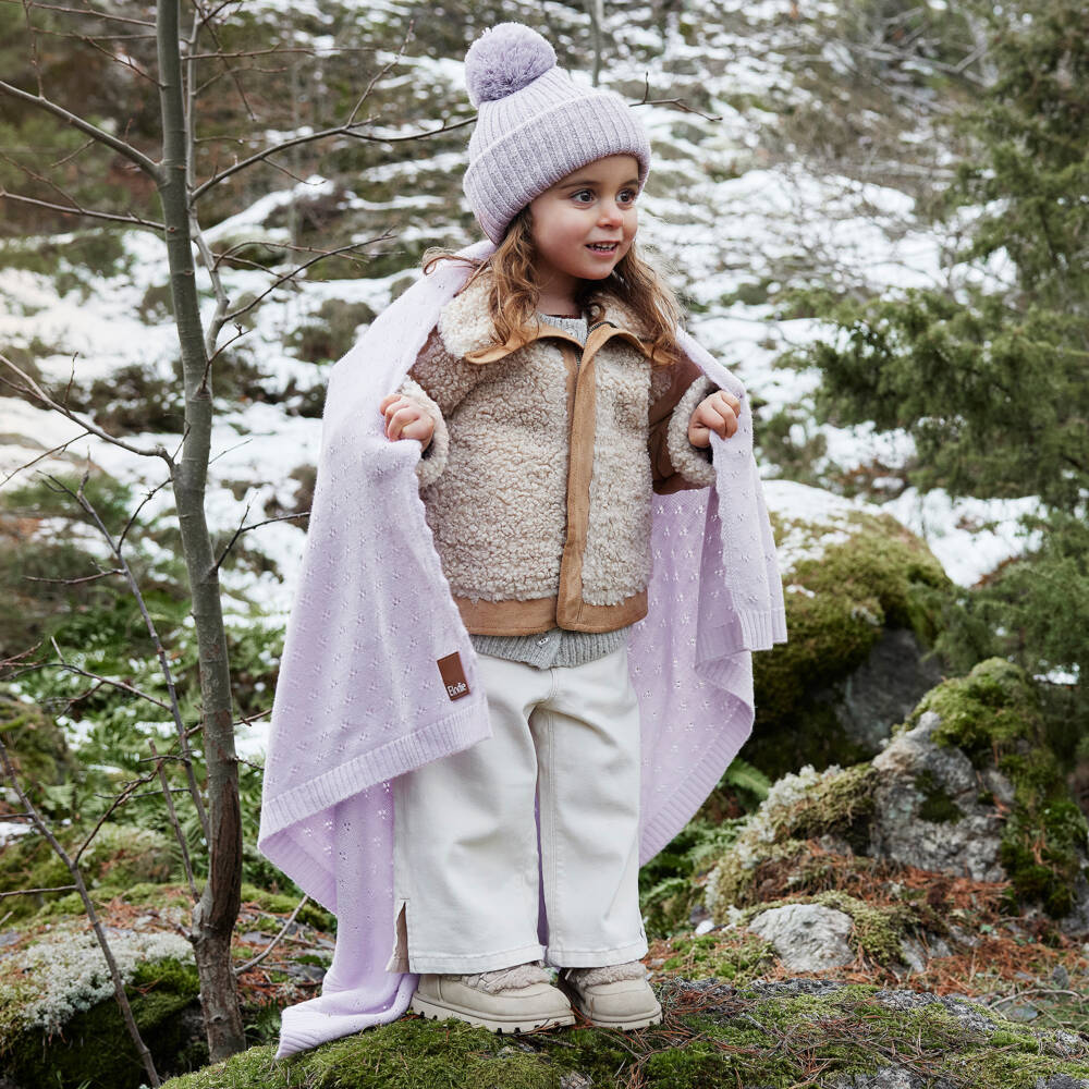Elodie-Girls Lavender Pointelle Knit Blanket | Childrensalon Outlet