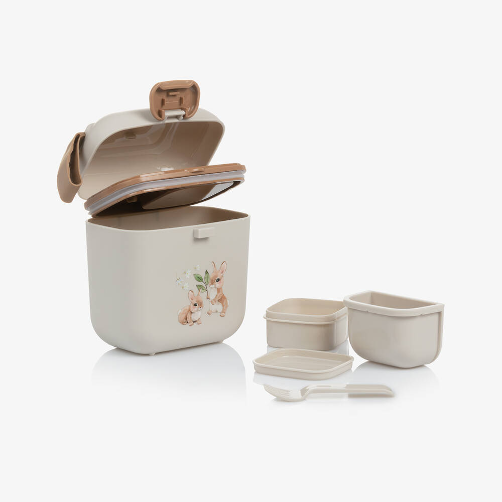 Elodie-Girls Taupe Bunny Delight Lunch Box | Childrensalon Outlet