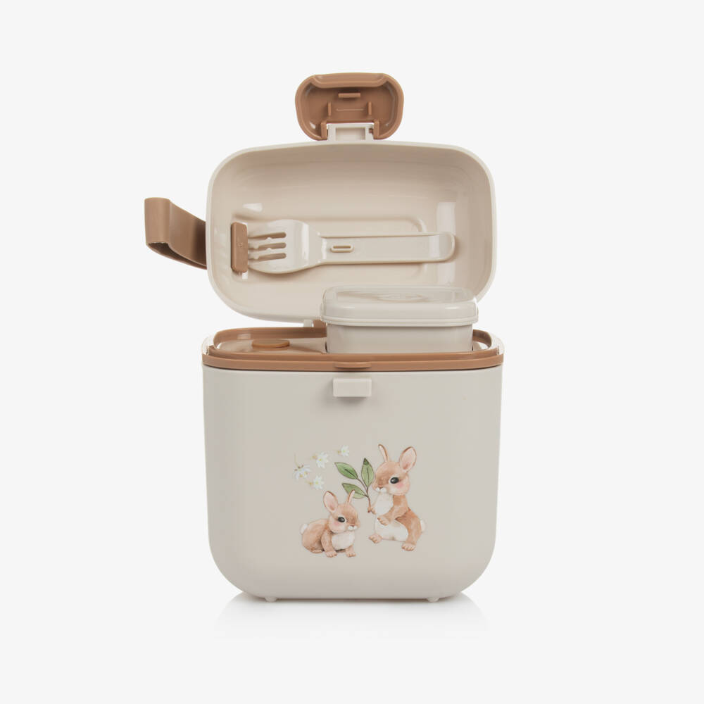 Elodie-Girls Taupe Bunny Delight Lunch Box | Childrensalon Outlet