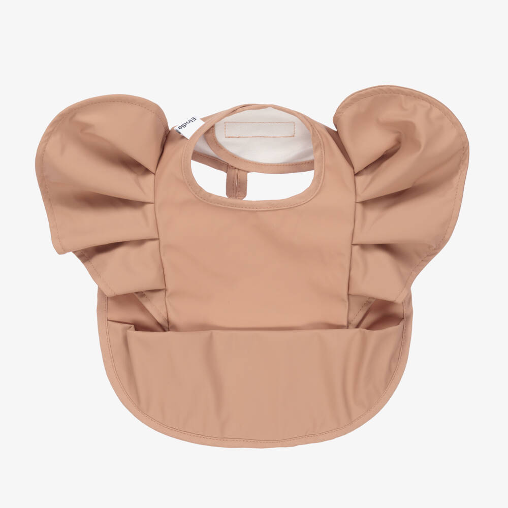 Elodie-Girls Terracotta Ruffle Feeding Bib | Childrensalon Outlet