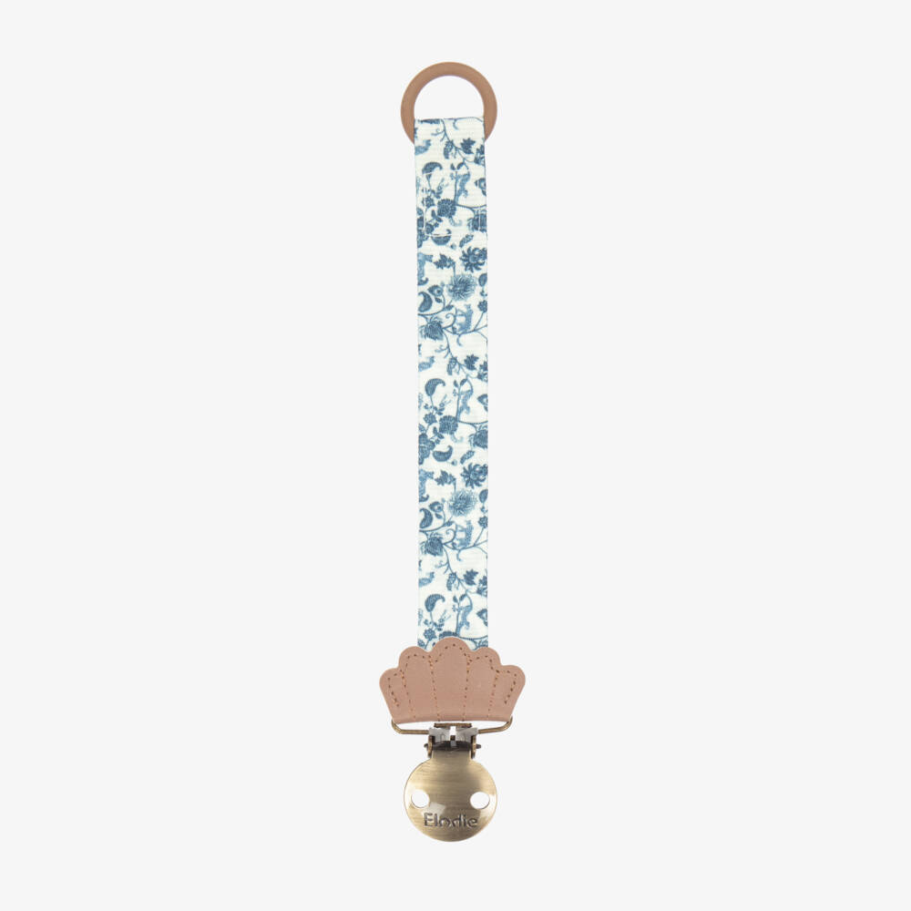 Elodie-Ivory & Blue Garden Leo Toile Dummy Clip | Childrensalon Outlet