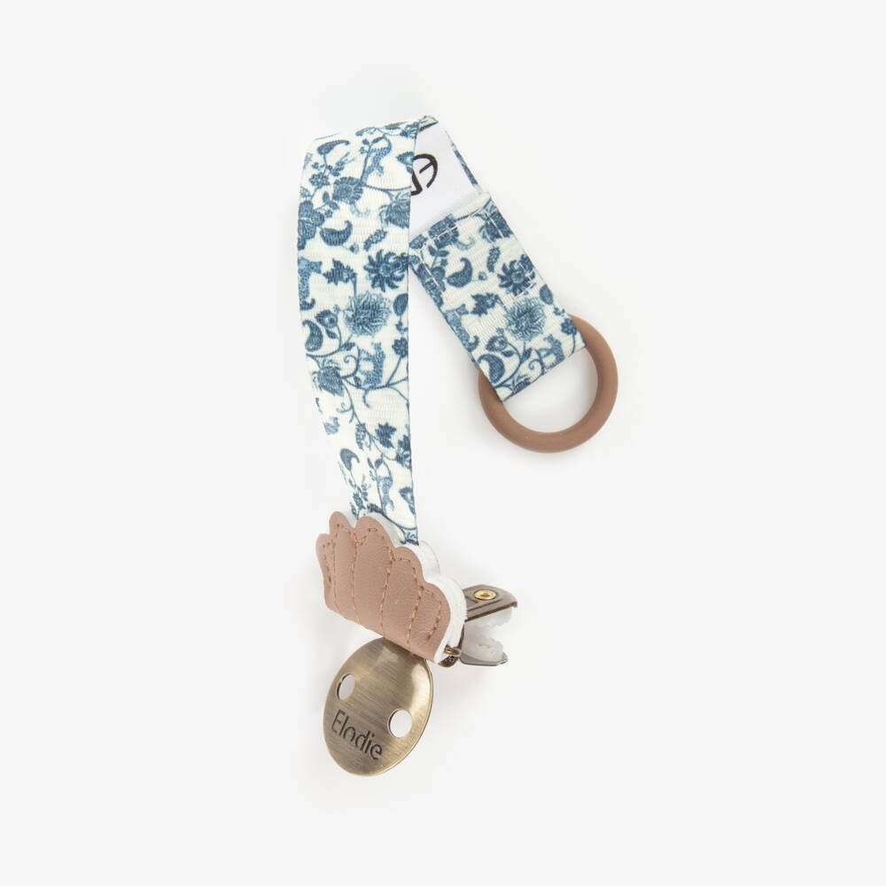 Elodie-Ivory & Blue Garden Leo Toile Dummy Clip | Childrensalon Outlet