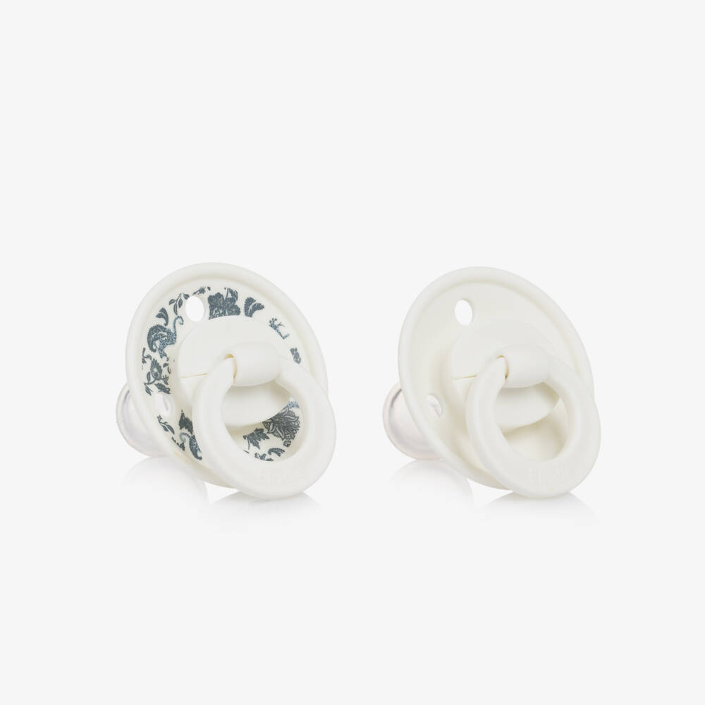 Elodie-Ivory & Blue Toile Binky Bundle Dummies (2 Pack) | Childrensalon Outlet