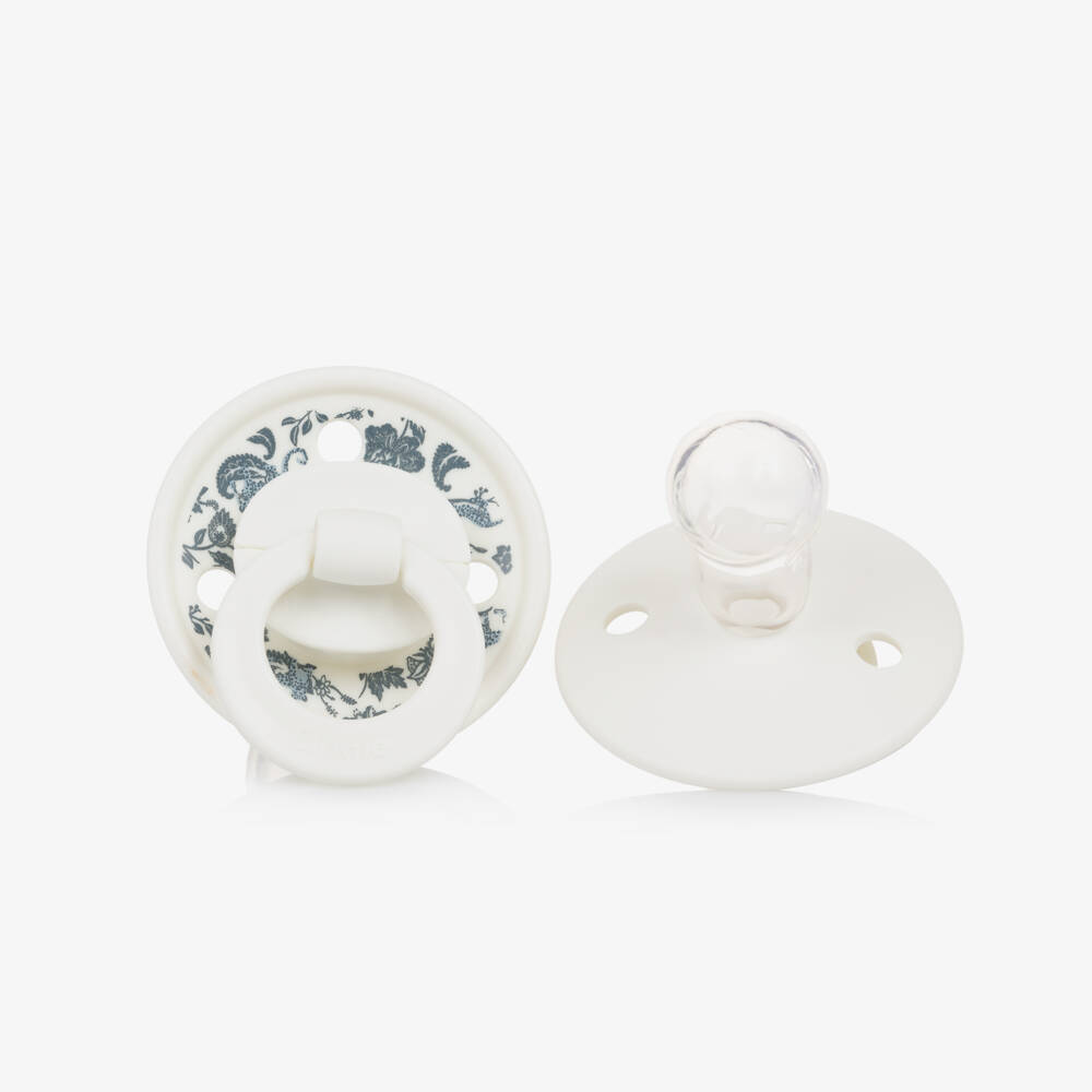 Elodie-Ivory & Blue Toile Binky Bundle Dummies (2 Pack) | Childrensalon Outlet
