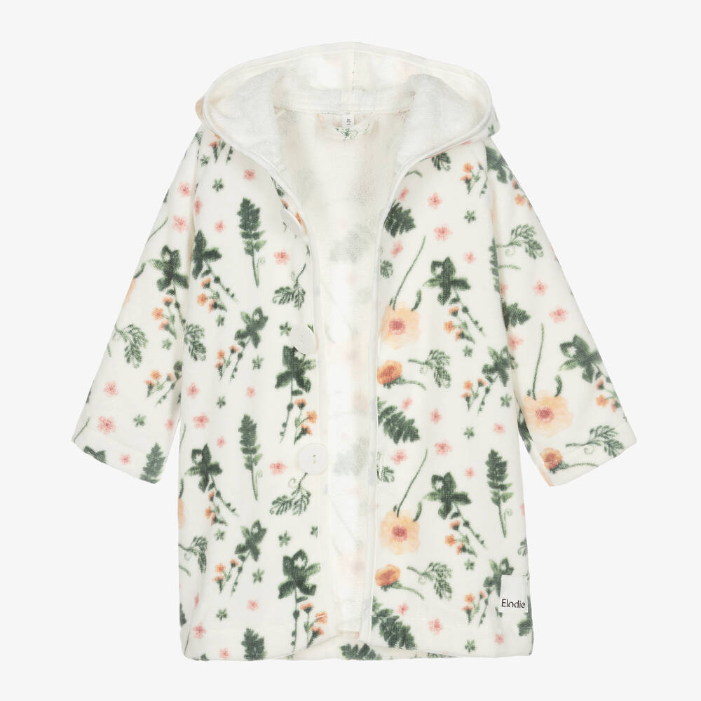 Elodie-Кремовый велюровый халат с цветами | Childrensalon Outlet