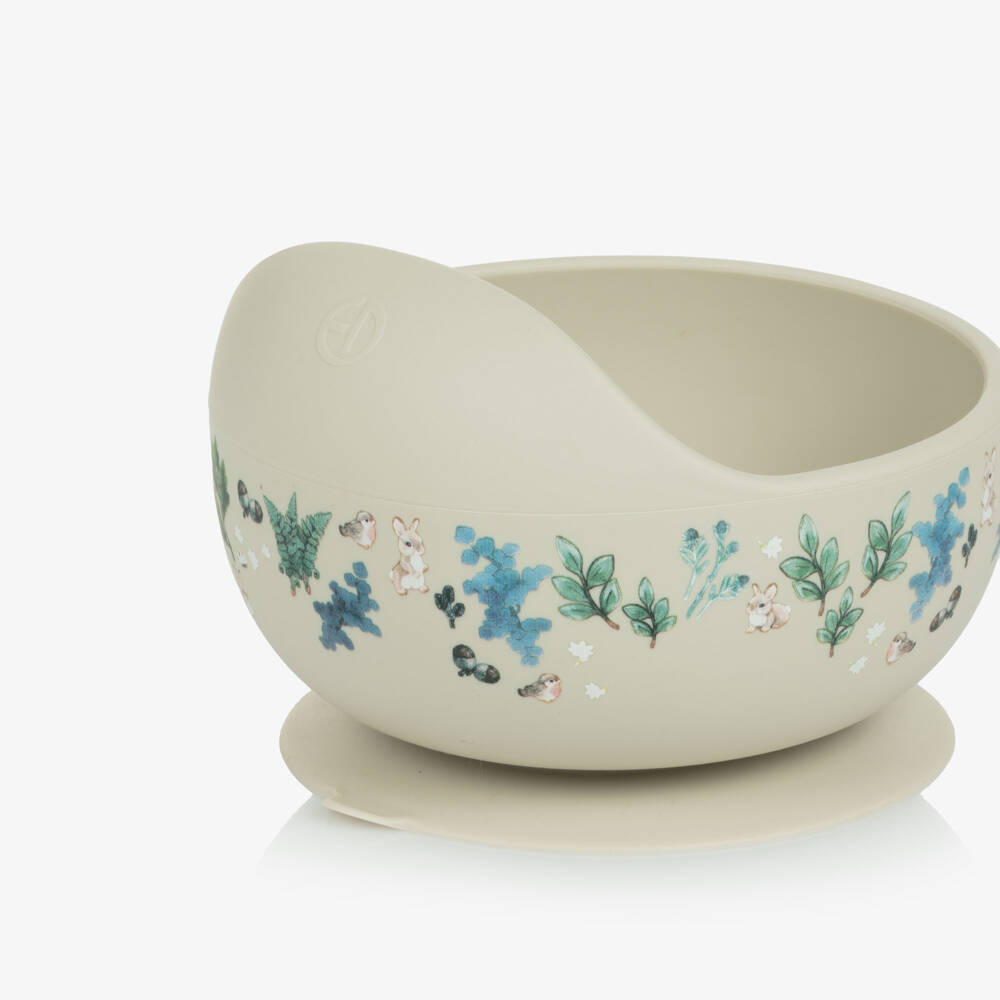 Elodie-Ivory & Green Forest Print Feeding Bowl & Spoon Set | Childrensalon Outlet
