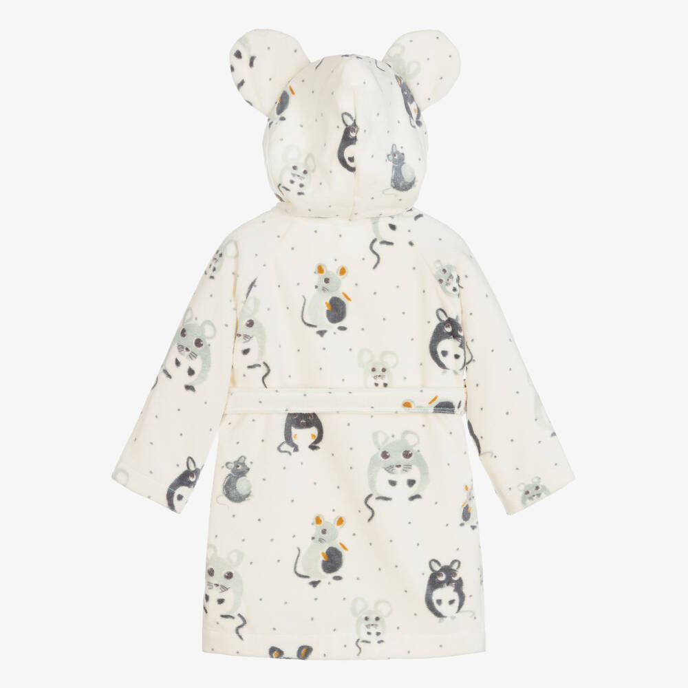 Elodie-Ivory & Grey Mouse Bathrobe | Childrensalon Outlet