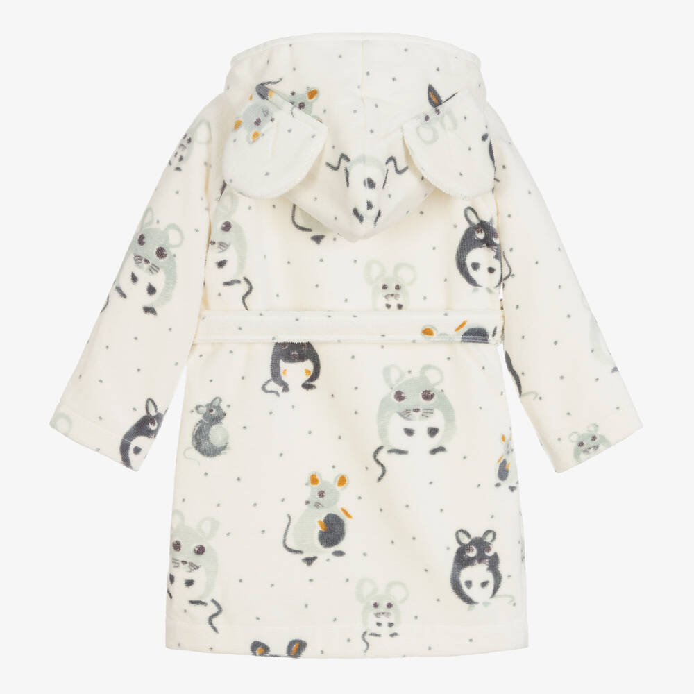 Elodie-Ivory & Grey Mouse Bathrobe | Childrensalon Outlet