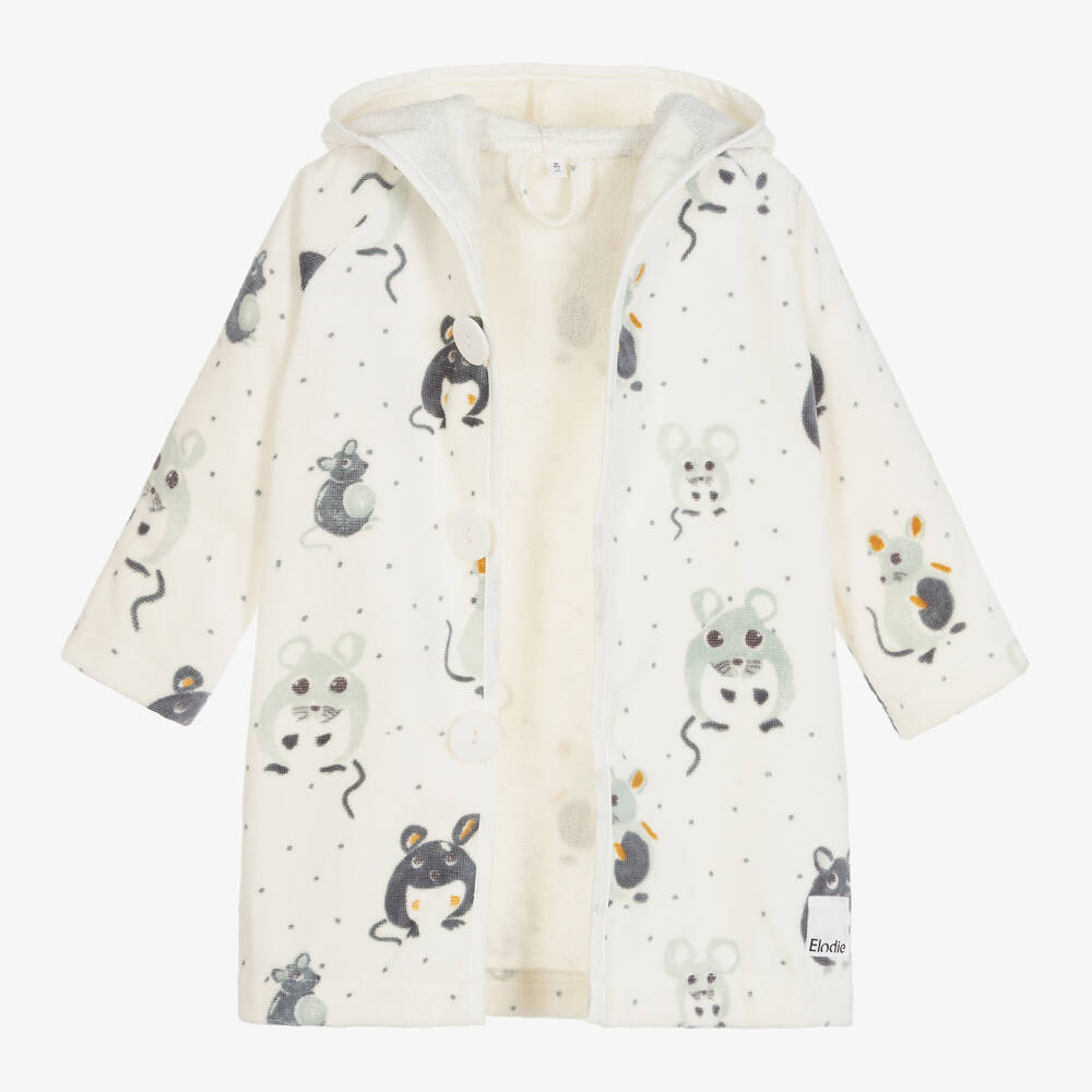 Elodie-Ivory & Grey Mouse Bathrobe | Childrensalon Outlet