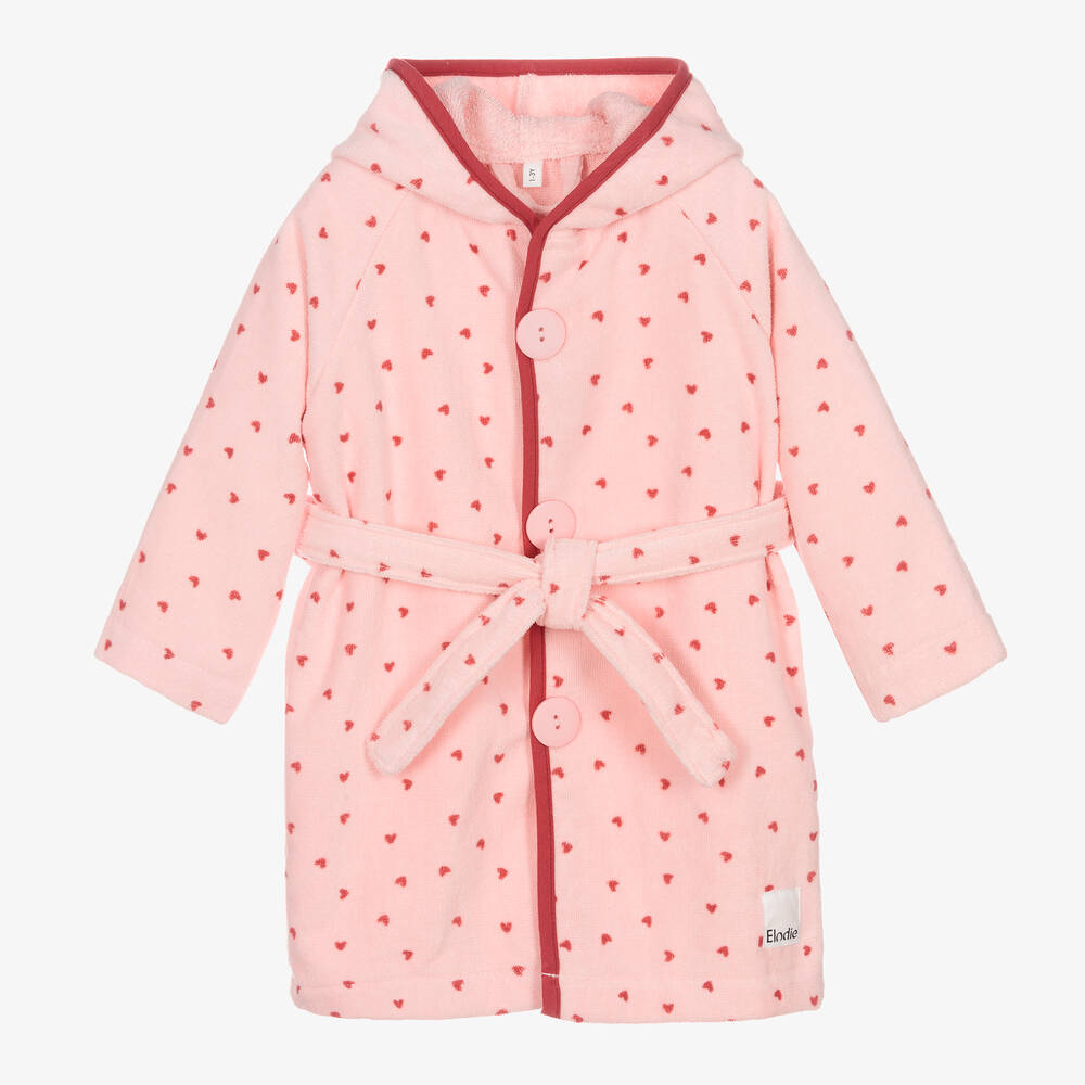 Elodie - Розовый велюровый халат с сердечками | Childrensalon