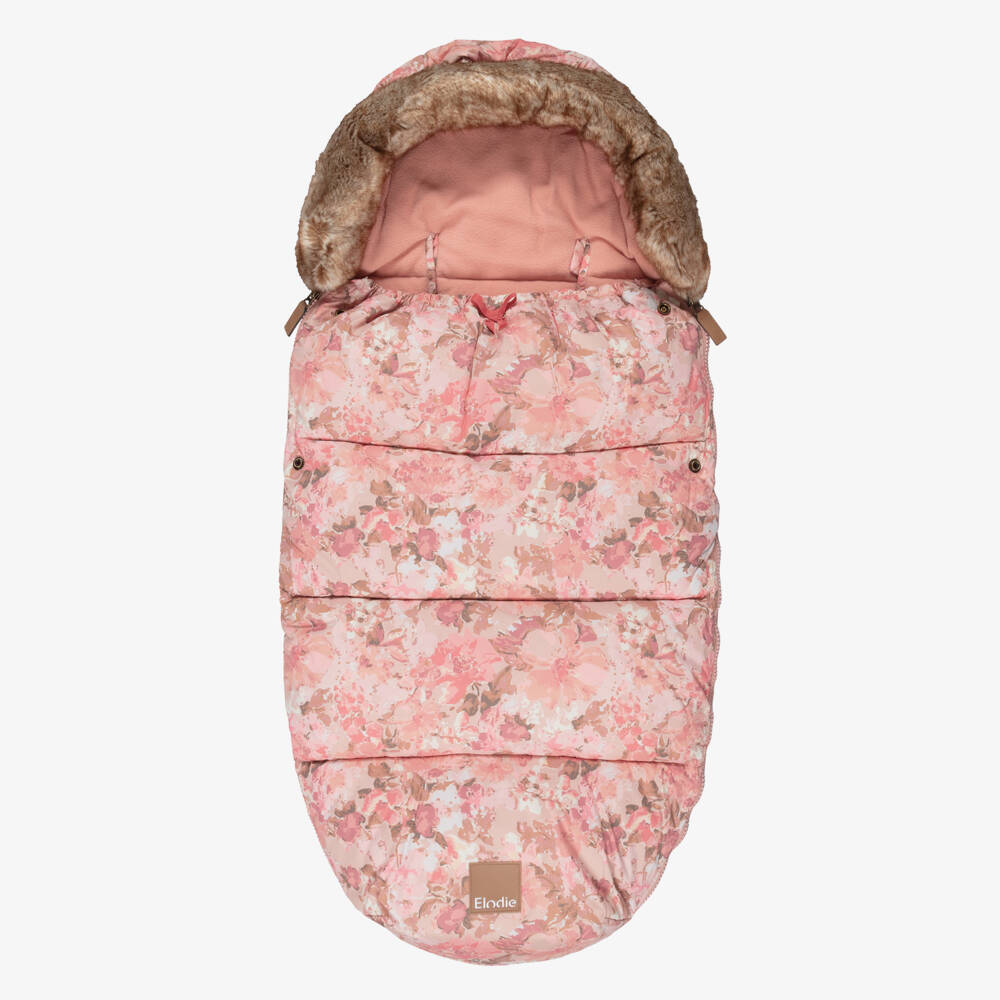 Elodie-Pink Rose Print Footmuff (95cm) | Childrensalon Outlet