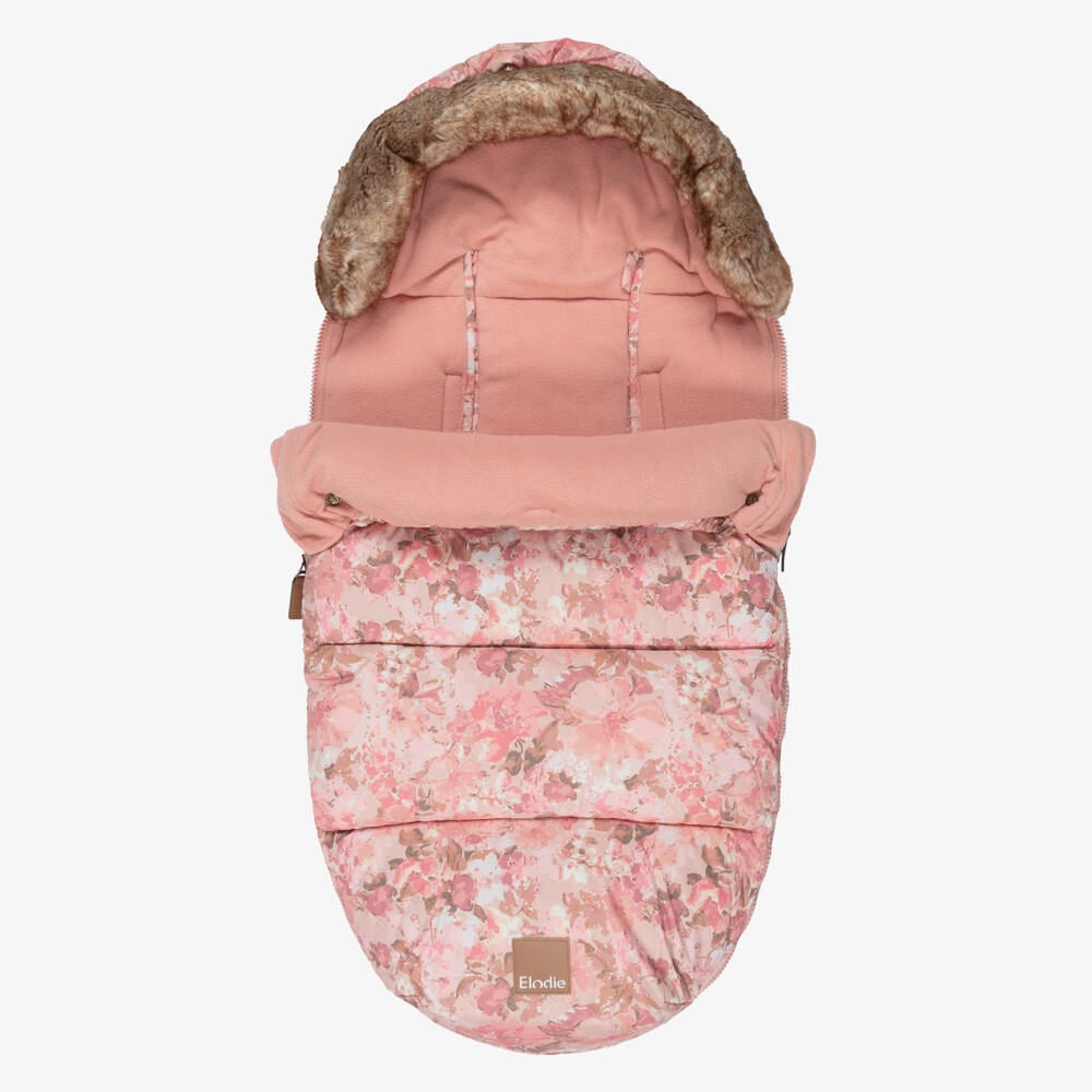 Elodie-Pink Rose Print Footmuff (95cm) | Childrensalon Outlet