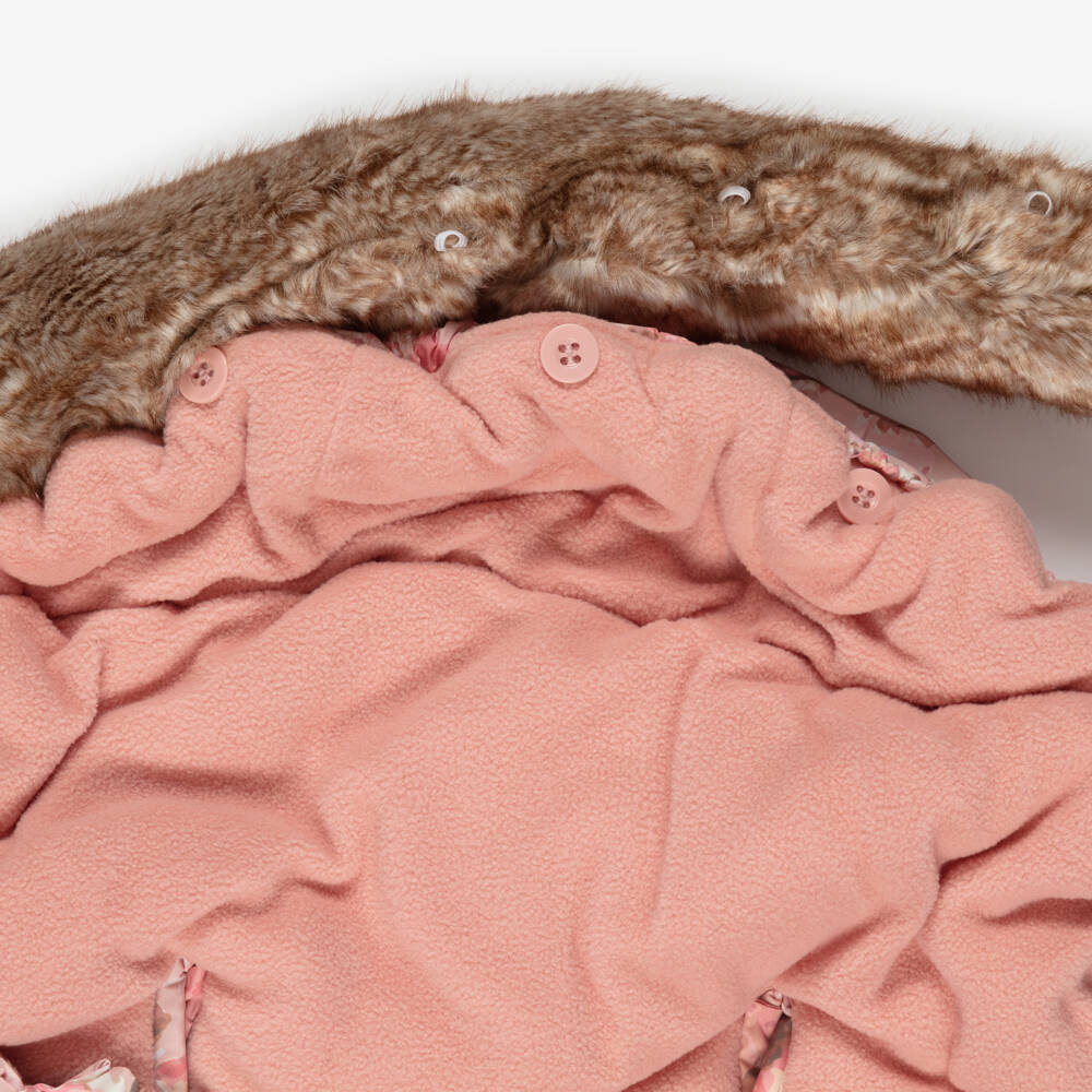 Elodie-Pink Rose Print Footmuff (95cm) | Childrensalon Outlet