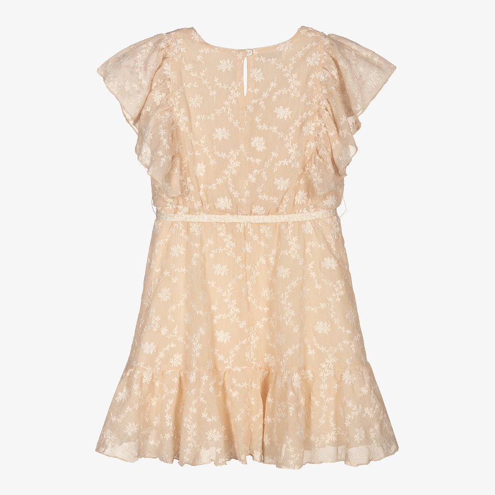 Elsy-Бежевое платье с цветочной вышивкой | Childrensalon Outlet