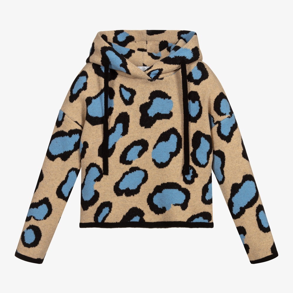 Elsy - Beige Leopard Print Hoodie | Childrensalon