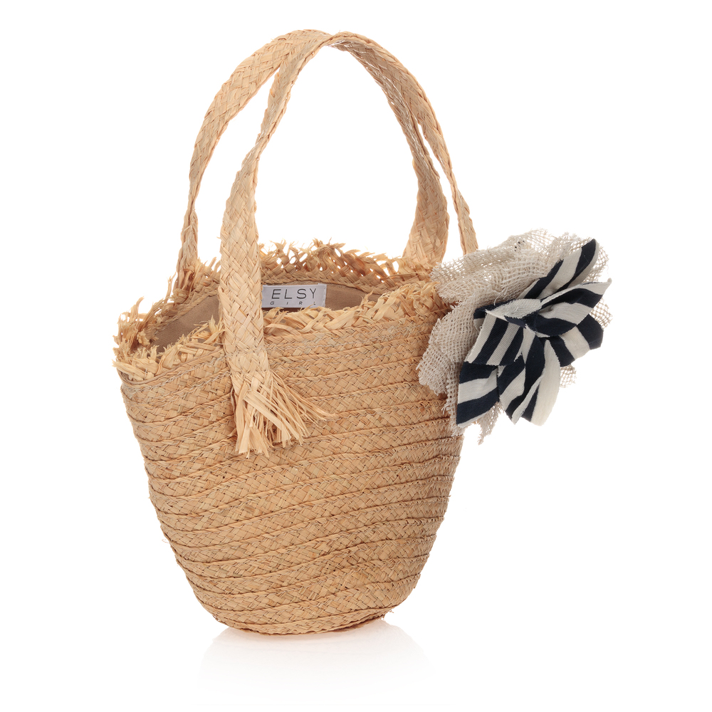 إلسي-خقيبة قش رافيا لون بيج للبنات (25سم) | Childrensalon Outlet