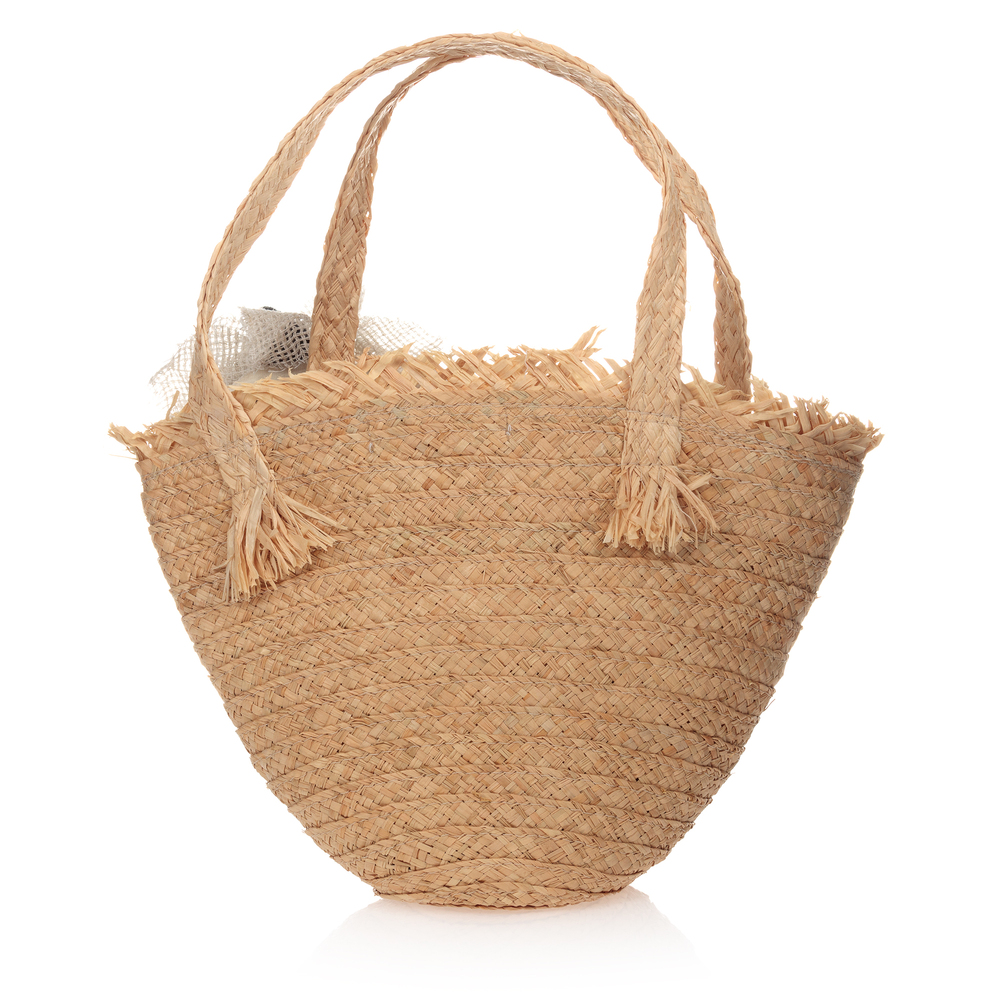 إلسي-خقيبة قش رافيا لون بيج للبنات (25سم) | Childrensalon Outlet