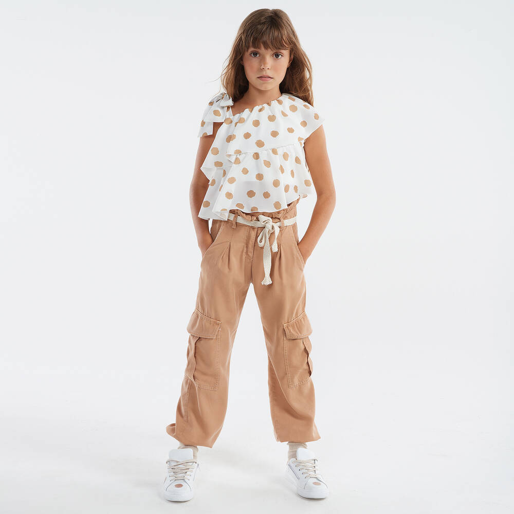 Elsy-Бежевые брюки карго из вискозы | Childrensalon Outlet