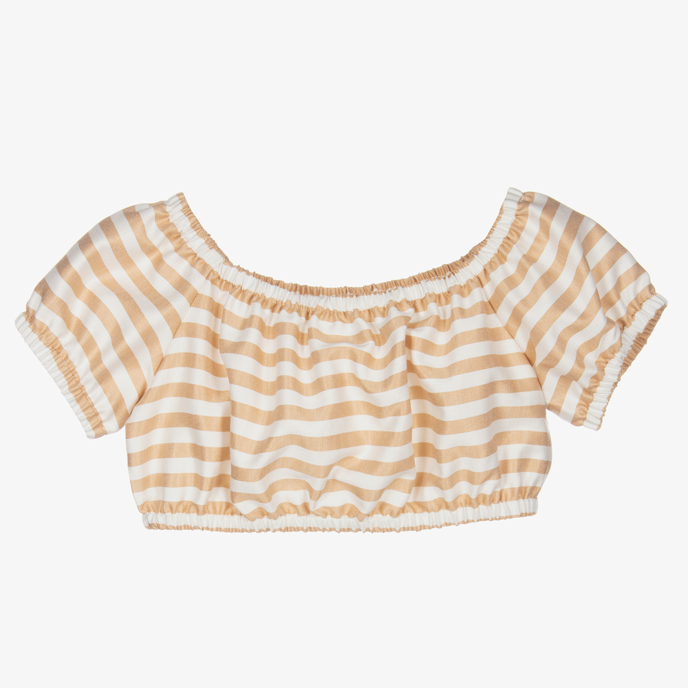 Elsy - Beige & White Cropped Top | Childrensalon