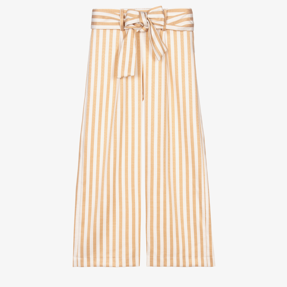 Elsy - Beige & White Striped Trousers | Childrensalon