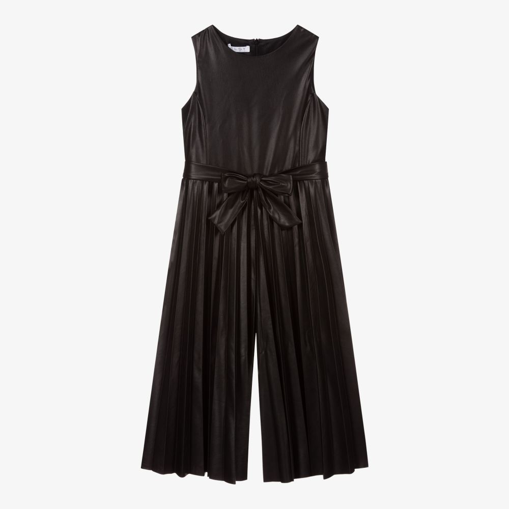 Elsy-Black Faux Leather Jumpsuit | Childrensalon Outlet