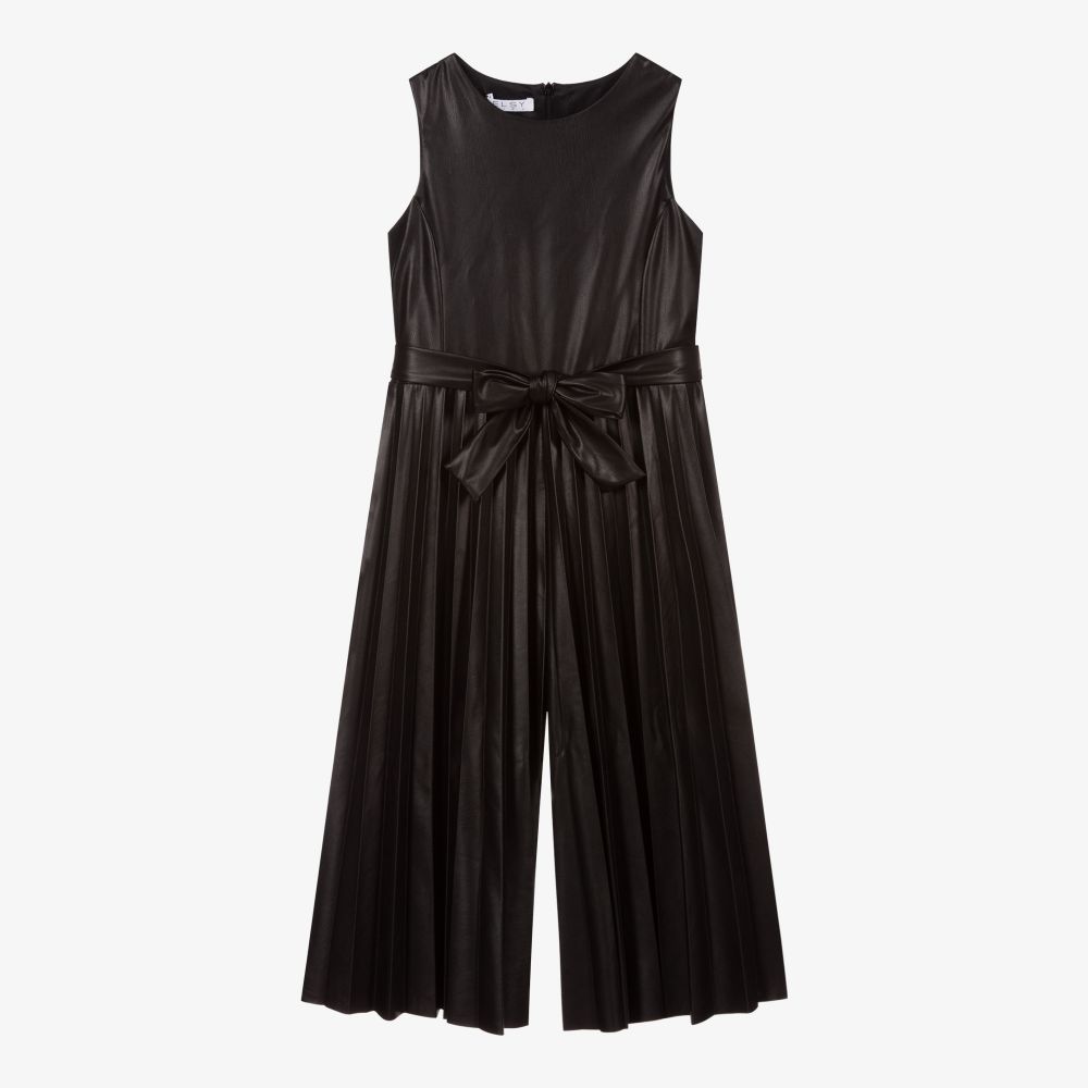 Elsy - Black Faux Leather Jumpsuit | Childrensalon