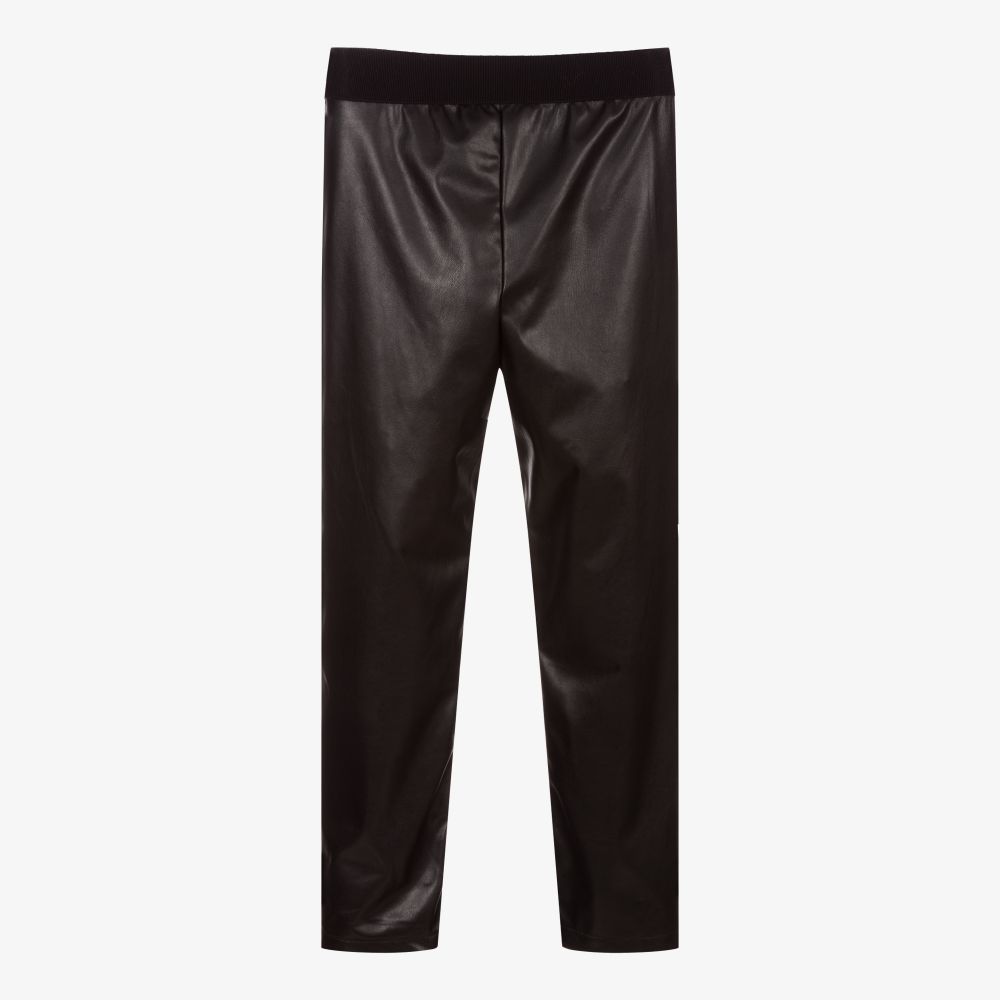 Elsy-ليغنغز جلد صناعي لون أسود للبنات | Childrensalon Outlet