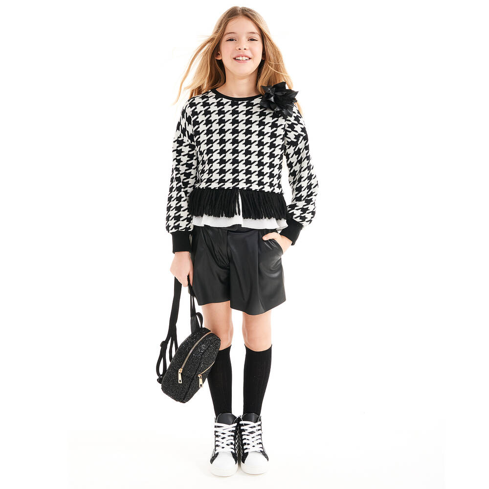 Elsy-شورت جلد إصطناعي لون أسود للبنات | Childrensalon Outlet