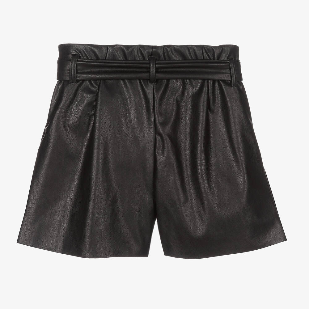 Elsy-Black Faux Leather Shorts | Childrensalon Outlet