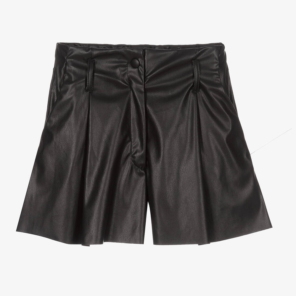 Elsy-Black Faux Leather Shorts | Childrensalon Outlet