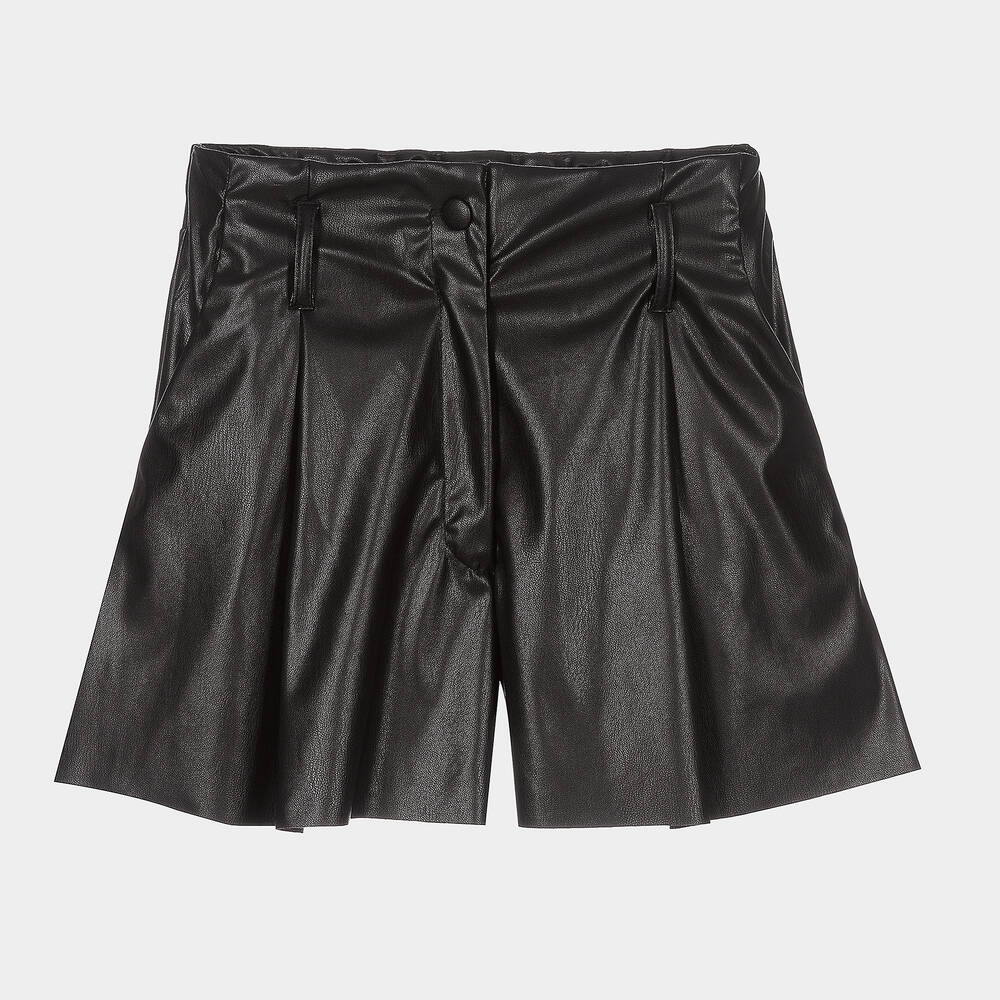 Elsy - Black Faux Leather Shorts | Childrensalon