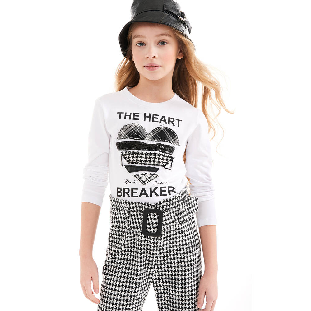 Elsy-Black Houndstooth Trousers | Childrensalon Outlet