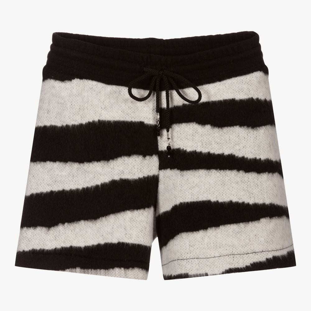 Elsy - Black & Ivory Knitted Shorts | Childrensalon