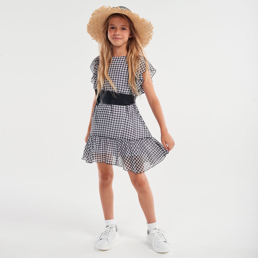 Black and white chequered dress top