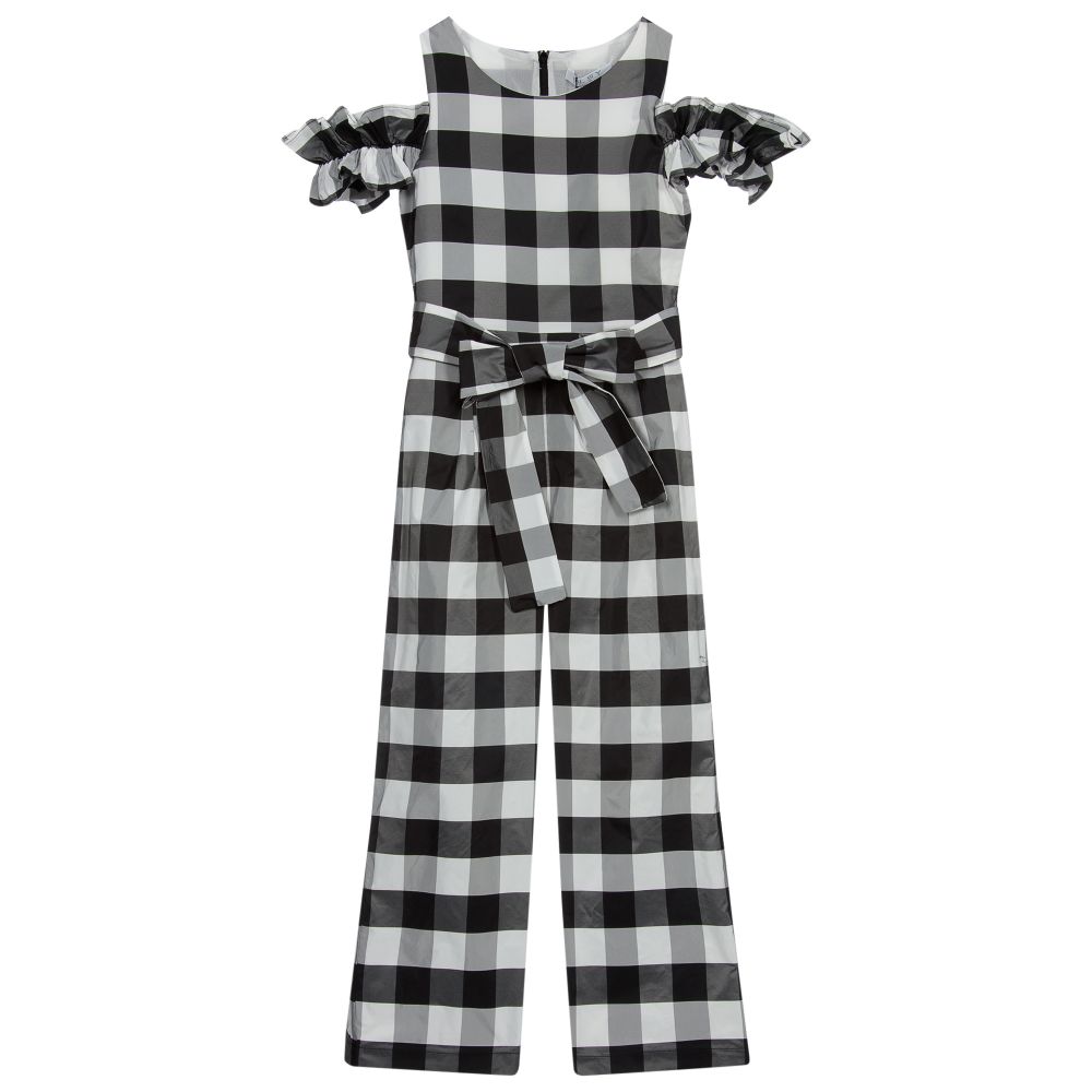 Elsy - Black & White Checked Jumpsuit | Childrensalon