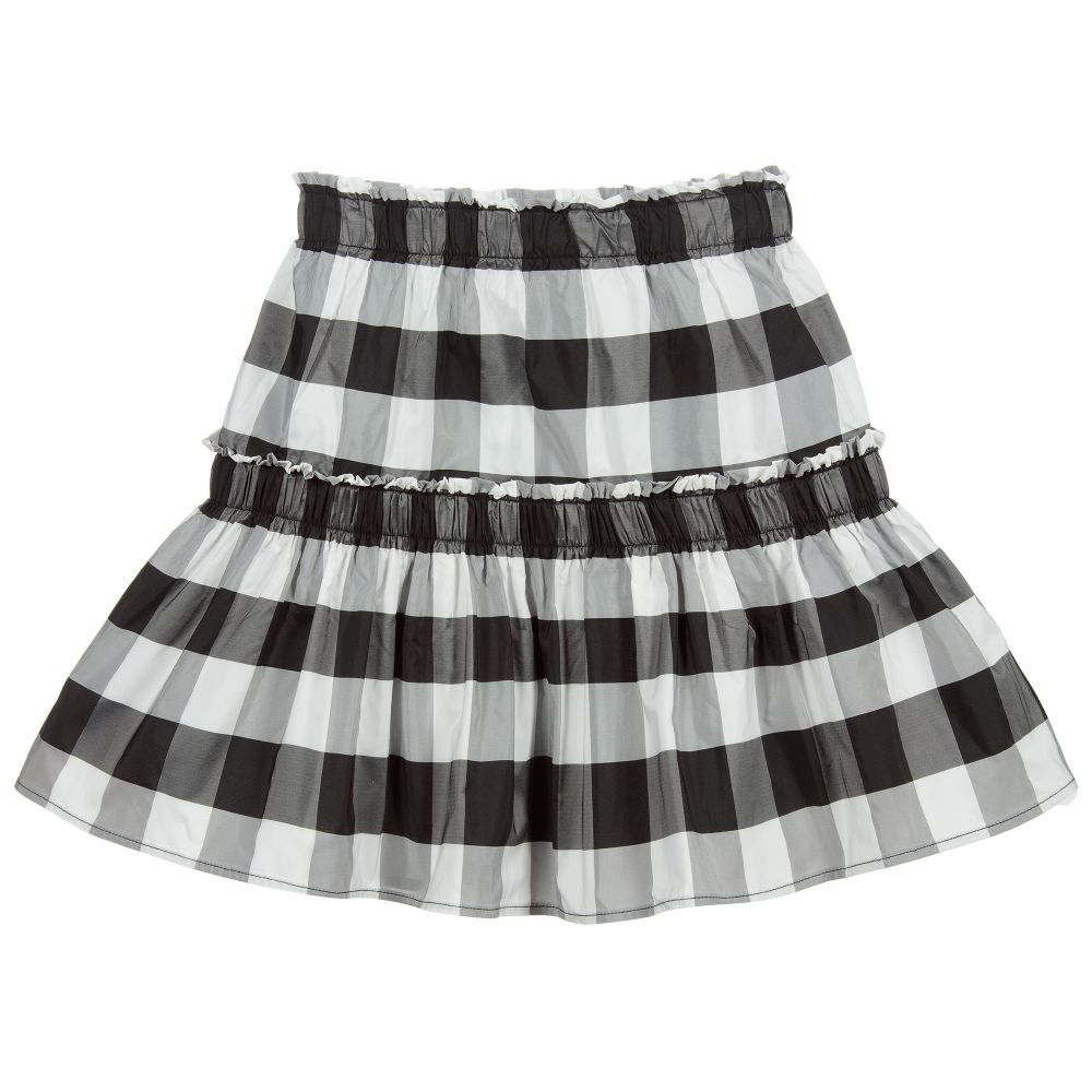 Elsy - Black & White Checked Skirt | Childrensalon